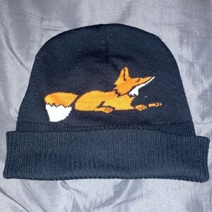 Men's Fox Beanie - Black and Orange